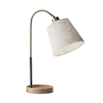 Adesso Jeffrey Table Lamp with USB Port, 21inH, Off-White Shade/Black/Brass Base