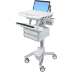 Ergotron StyleView Laptop Cart Desk Workstation 2 Drawers, 50-1/2inH x 17-1/2inW x 30-3/4inD, White/Gray