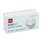 Office Depot Brand Pop Up Sticky Notes, 3in x 3in, Assorted Pastel Colors, 100 Sheets Per Pad, Pack Of 12 Pads