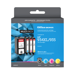 Office Depot Brand Remanufactured High-Yield Black And Cyan, Magenta, Yellow Ink Cartridge Replacement For HP 934XL, 935, Pack Of 4