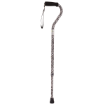 DMI Designer Adjustable Offset-Handle Aluminum Cane, 39in, Spotted