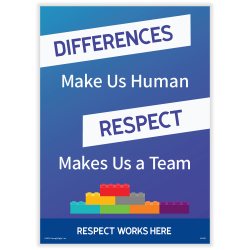 ComplyRight Respect Works Here Diversity Posters, Differences Make Us Human Repect Makes Us A Team, English, 10in x 14in, Pack Of 3 Posters