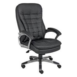 Boss Office Products Ergonomic LeatherPlus Bonded Leather Chair, Black/Chrome