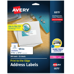 Avery Print-To-The-Edge Permanent Laser Shipping Labels, 6879, 1 1/4in x 3 3/4in, White, Pack Of 300