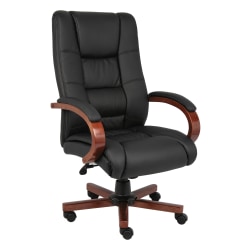 Boss Office Products Ergonomic Vinyl High-Back Chair, Black/Pewter