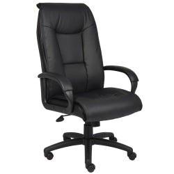 Boss Office Products Aaria Ergonomic Vinyl/Wood High-Back Chair, Black/Mahogany