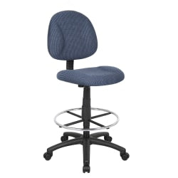 Boss Office Products Fabric Drafting Stool With Adjustable Arms, Black/Chrome