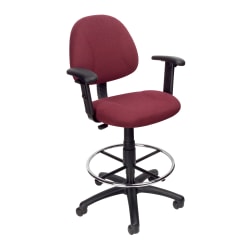 Boss Office Products Drafting Stool, Adjustable Arms, Black, B1616-BK