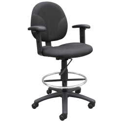 Boss Office Products Fabric Armless Drafting Stool, Black/Chrome