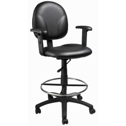 Boss Office Products Drafting Stool, Adjustable Arms, Black/Chrome, B1691-BK