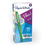 Paper Mate Flair Porous-Point Pens, Medium Point, 0.7 mm, Green Barrel, Green Ink, Pack Of 12