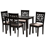 Baxton Studio Jackson 5-Piece Dining Set, 29-1/8inH x 43-5/16inW x 27-9/16inD, Sand/Espresso