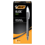 BIC Glide Exact Retractable Ballpoint Pens, Fine Point, 0.7 mm, Gray Barrel, Black Ink, Pack Of 12 Pens