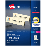 Avery Embossed Tent Cards, 2 1/2in x 8 1/2in, Ivory, Pack Of 100