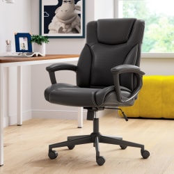 SertaAIR Health & Wellness Ergonomic Bonded Leather High-Back Executive Office Chair, Light Gray