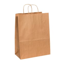 Partners Brand Paper Shopping Bags, 17inH x 13inW x 7inD, Kraft, Case Of 250