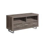 Monarch Specialties Open Shelf TV Stand, For Flat-Panel TVs Up To 48in, Dark Taupe