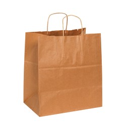 Partners Brand Paper Shopping Bags, 15 1/2inH x 14inW x 10inD, Kraft, Case Of 200