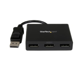 StarTech.com 3-Port Multi Monitor Adapter, DisplayPort 1.2 MST Hub, Dual 4K, 1x 1080p, Video Splitter for Extended Desktop Mode, Windows