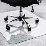 Floortex Glaciermat Heavy Duty Glass Chair Mat for Hard Floors & Carpets - 48in x 60in - Crystal Clear Rectangular Glass Chair Mat For Hard Floor and All Carpet Piles - 60in L x 48in W x 0.2in D