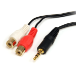 StarTech.com Startech RCA Audio Cable - 6ft - 1 x 3.5mm, 2 x RCA - Audio Cable External - Black - Connect your Computer or Audio Player to an RCA Audio Device with standard RCA cables