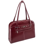 McKleinUSA Oak Grove Fly-Through Leather Checkpoint Friendly Ladies Briefcase For 15.4in Laptops, Red