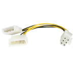 StarTech.com 6in LP4 to 6 Pin PCI Express Video Card Power Cable Adapter - 6 pin internal power (M) - 4 pin ATX12V (M) - 15.2 cm - Convert a Standard LP4 Power Supply Connector to a 6-pin PCI Express Video Card Power Connector