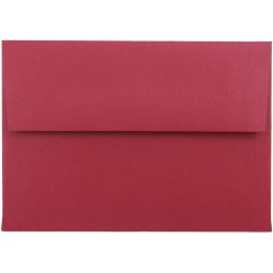 JAM Paper Envelopes, #4 Bar (A1), Gummed Seal, Red Metallic, Pack Of 25