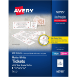 Avery Tear-Away Stubs Matte Printable Tickets - White - 500/Pack