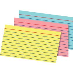 Office Depot Brand Index Cards And Tray Set, 3in x 5in, Assorted Colors, Pack Of 180 Cards