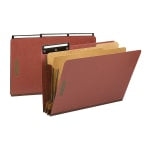 Smead 1/3-Cut Metal Tab Classification Folders, Legal Size, 2in Expansion, 60% Recycled, Red, Box Of 10