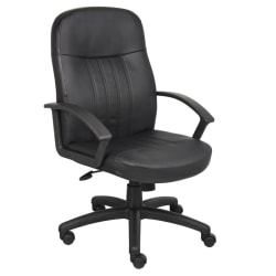 Serta Back in Motion Health And Wellness Ergonomic Bonded Leather Mid-Back Office Chair, Black/Silver