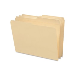 Smead 1/2 Tab Cut Letter Recycled Top Tab File Folder - 8 1/2in x 11in - 3/4in Expansion - Top Tab Location - Assorted Position Tab Position - Manila - 10% Recycled - 100 / Box