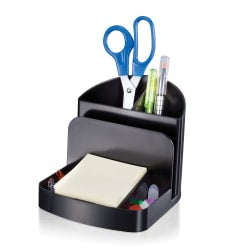 Office Depot Brand 3-Compartment Deluxe Desk Organizer, 30% Recycled, Black