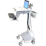 Ergotron StyleView EMR Laptop Cart, SLA Powered - 18 lb Capacity - 4 Casters - Zinc Plated Steel, Plastic, Aluminum - 18.3in Width x 50.5in Height - Gray, White, Polished Aluminum