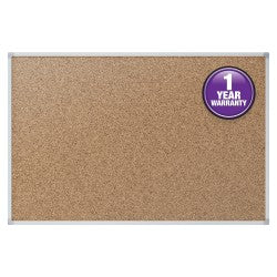 Mead Bulletin Board, 24in x 18in, Aluminum Frame With Natural Silver Finish