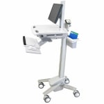 Ergotron StyleView Cart with LCD Pivot - 35 lb Capacity - 4 Casters - Aluminum, Plastic, Zinc Plated Steel - 18.3in Width x 50.5in Height - White, Gray, Polished Aluminum24in Screen Supported