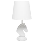 Simple Designs Decorative Chess Horse Table Lamp, 17-1/4inH, White/White