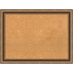 Amanti Art Manhattan Narrow Non-Magnetic Cork Bulletin Board, 32in x 24in, Natural, Bronze Wood Frame