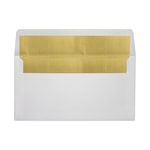 LUX Photo Greeting Foil-Lined Invitation Envelopes, A7, Peel & Stick Closure, White/Gold, Pack Of 50