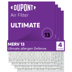 DuPont Ultimate Air Filters, 11-1/2in x 35-1/2in x 1in, Pack Of 4 Filters