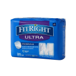 FitRight Ultra Protective Underwear, Medium, 28 - 40in, White, Case Of 20