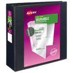 Avery Durable View 3-Ring Binder, 4in D-Rings, Black