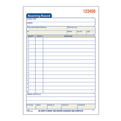 Adams Carbonless 2-Part Receiving Record Book, 5 9/16in x 8 7/16in, Book Of 50 Sets