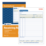 Adams Carbonless 3-Part Receiving Record Book, 5 9/16in x 8 7/16in, Book Of 50 Sets