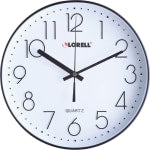 Lorell 12in Round Quiet Wall Clock - Analog - Quartz - Black