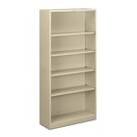 HON Brigade Steel Modular Shelving Bookcase, 5 Shelves, 72inH x 34-1/2inW x 12-5/8inD, Putty