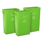 Alpine Rectangular Polypropylene Slim Trash Cans, 23 Gallons, Lime Green, Set Of 3 Cans