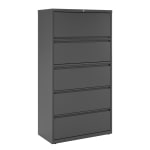 WorkPro 36inW x 18-5/8inD Lateral 5-Drawer File Cabinet, Charcoal