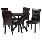 Baxton Studio Marie Dining Set, 29-15/16inH x 35-7/16inW x 35-7/16inD, Dark Brown/Espresso Brown